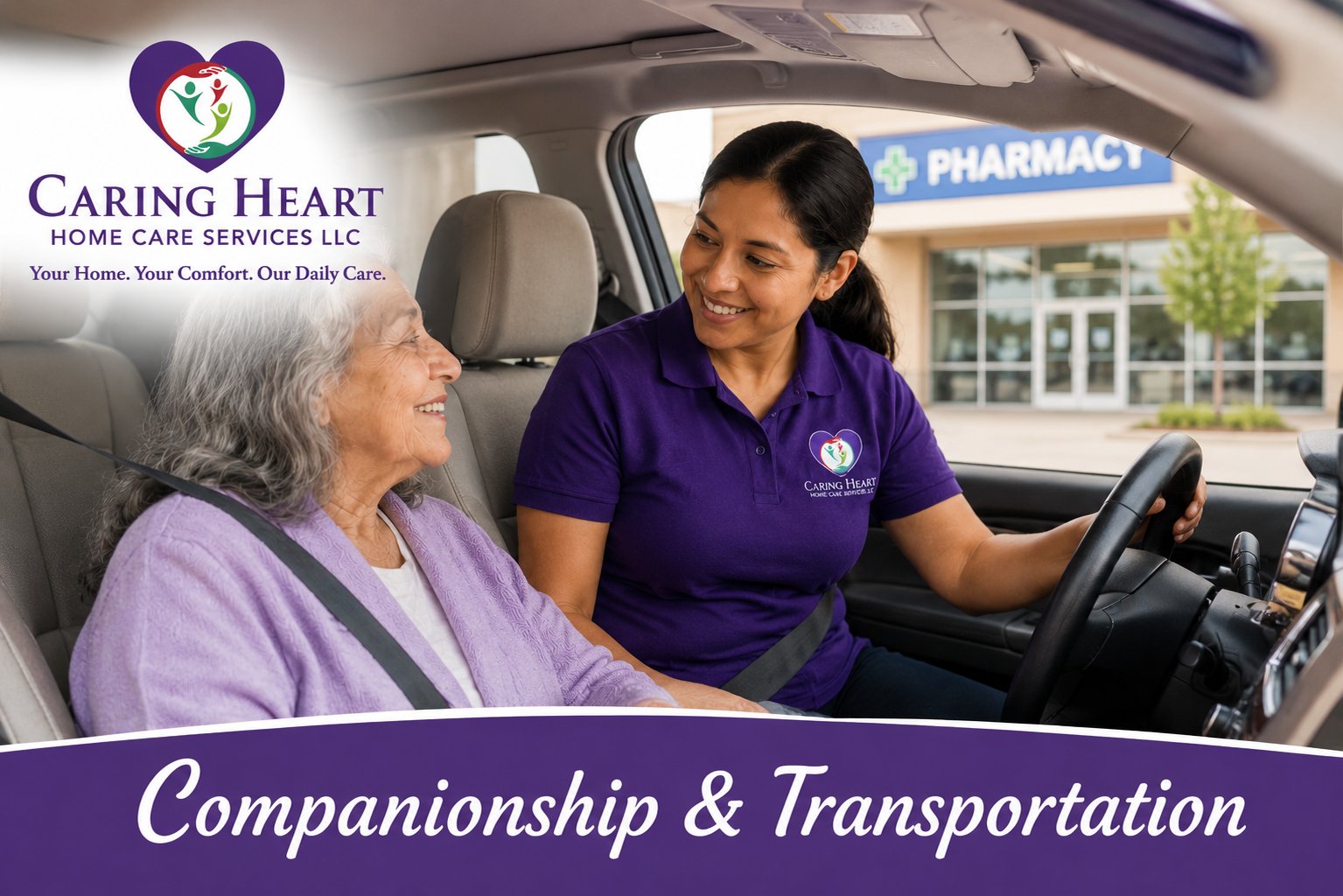 Caring Heart caregiver providing companionship & transportation in a St. Louis area home