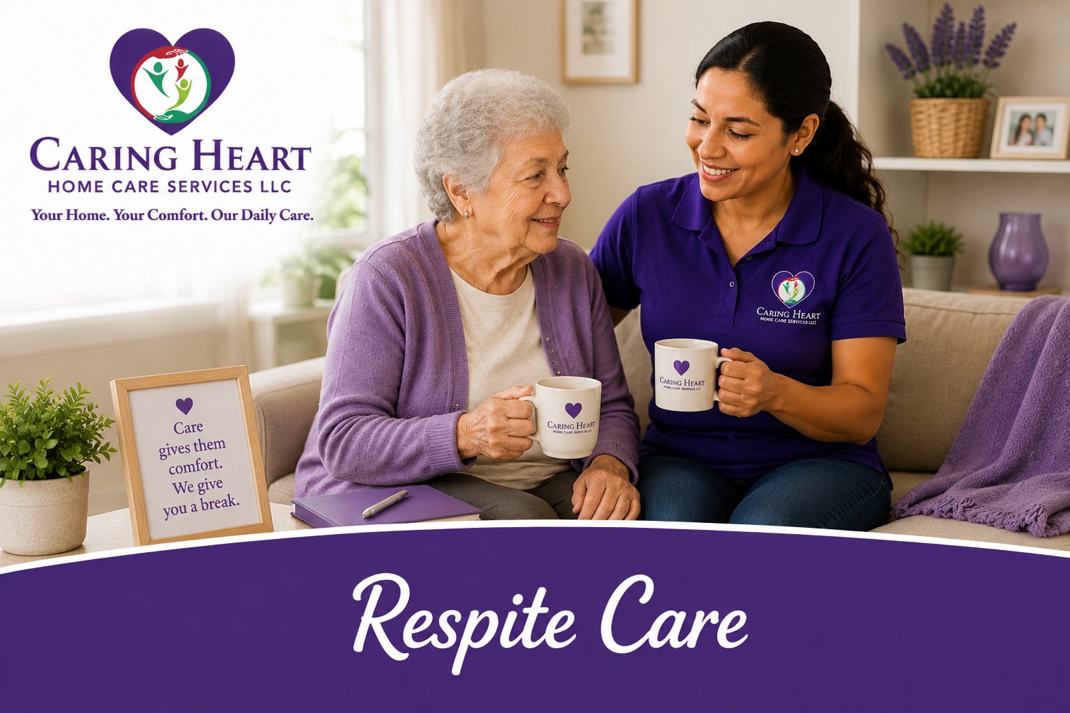 Caring Heart caregiver providing respite care for family caregivers in a St. Louis area home